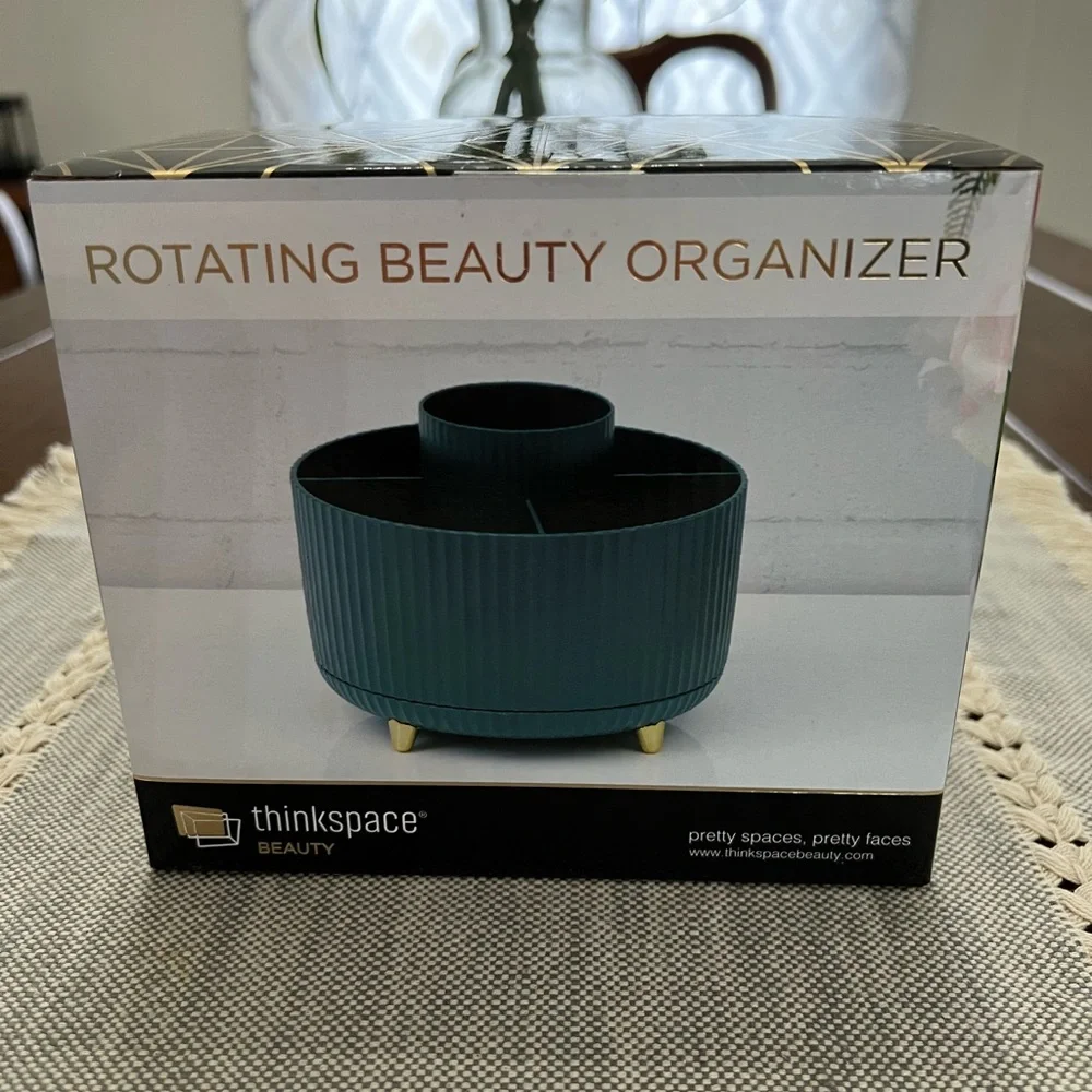 NEW (1) Rotating Beauty Organizer Makeup Brushes Caddy Lipstick Mascara Green 6”